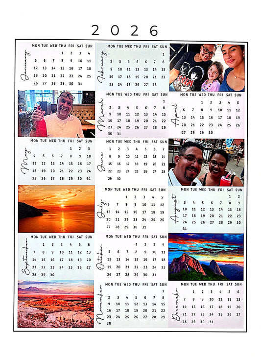 One-Page 2026 Calendar with Photos